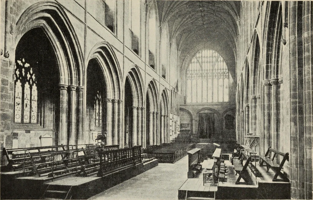 An illustration from Our English cathedrals ; their architectural beauties and characteristics, and their historical associations popularly described, together with chapters on the cathedral in mediaeval and in modern times, and in English poetry and prose; withmaps, plans, and numerous illustrations from photographs, 1911, leaf 216