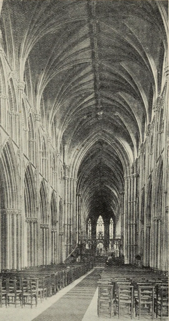 An illustration from Our English cathedrals ; their architectural beauties and characteristics, and their historical associations popularly described, together with chapters on the cathedral in mediaeval and in modern times, and in English poetry and prose; withmaps, plans, and numerous illustrations from photographs, 1911, leaf 244