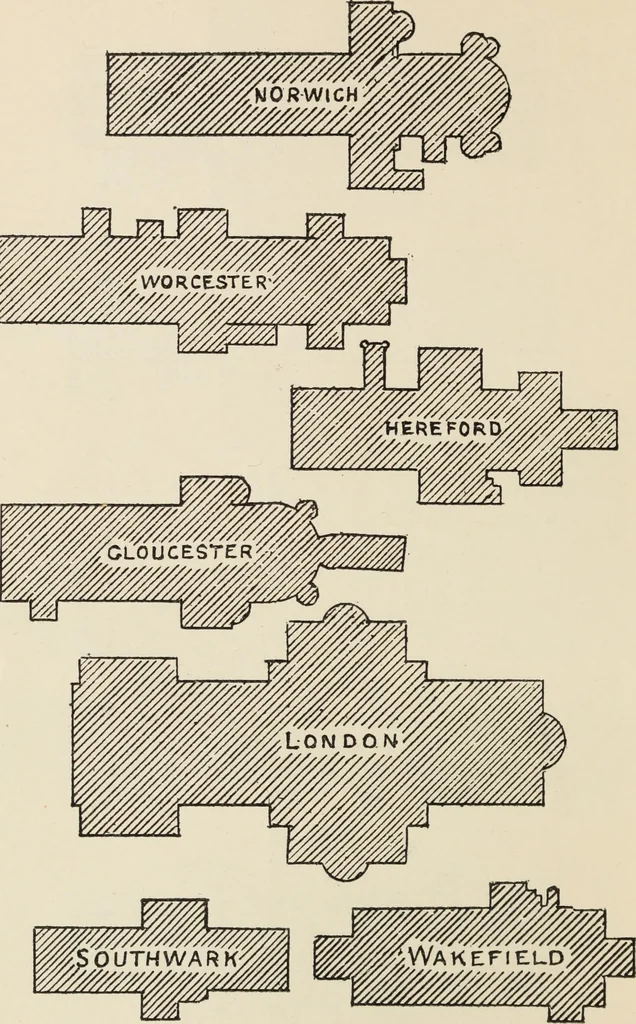 An illustration from Our English cathedrals ; their architectural beauties and characteristics, and their historical associations popularly described, together with chapters on the cathedral in mediaeval and in modern times, and in English poetry and prose; withmaps, plans, and numerous illustrations from photographs, 1911, leaf 27