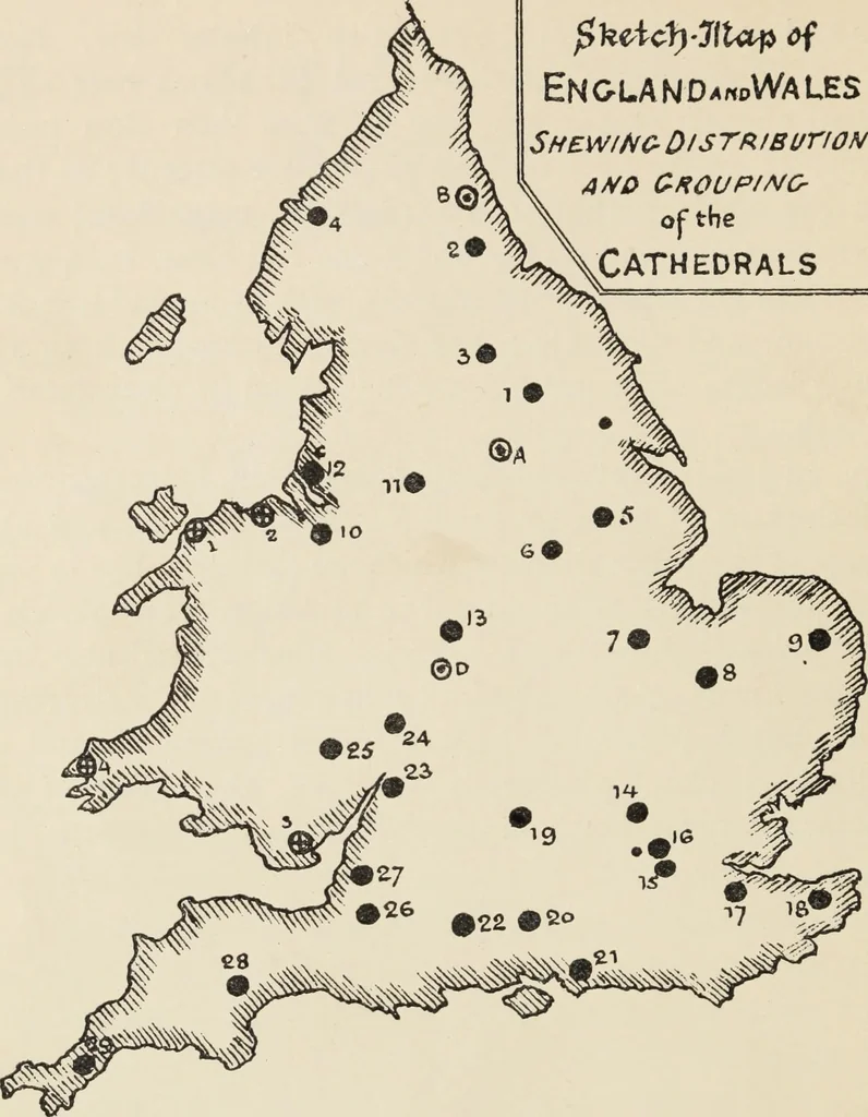 An illustration from Our English cathedrals ; their architectural beauties and characteristics, and their historical associations popularly described, together with chapters on the cathedral in mediaeval and in modern times, and in English poetry and prose; withmaps, plans, and numerous illustrations from photographs, 1911, leaf 31
