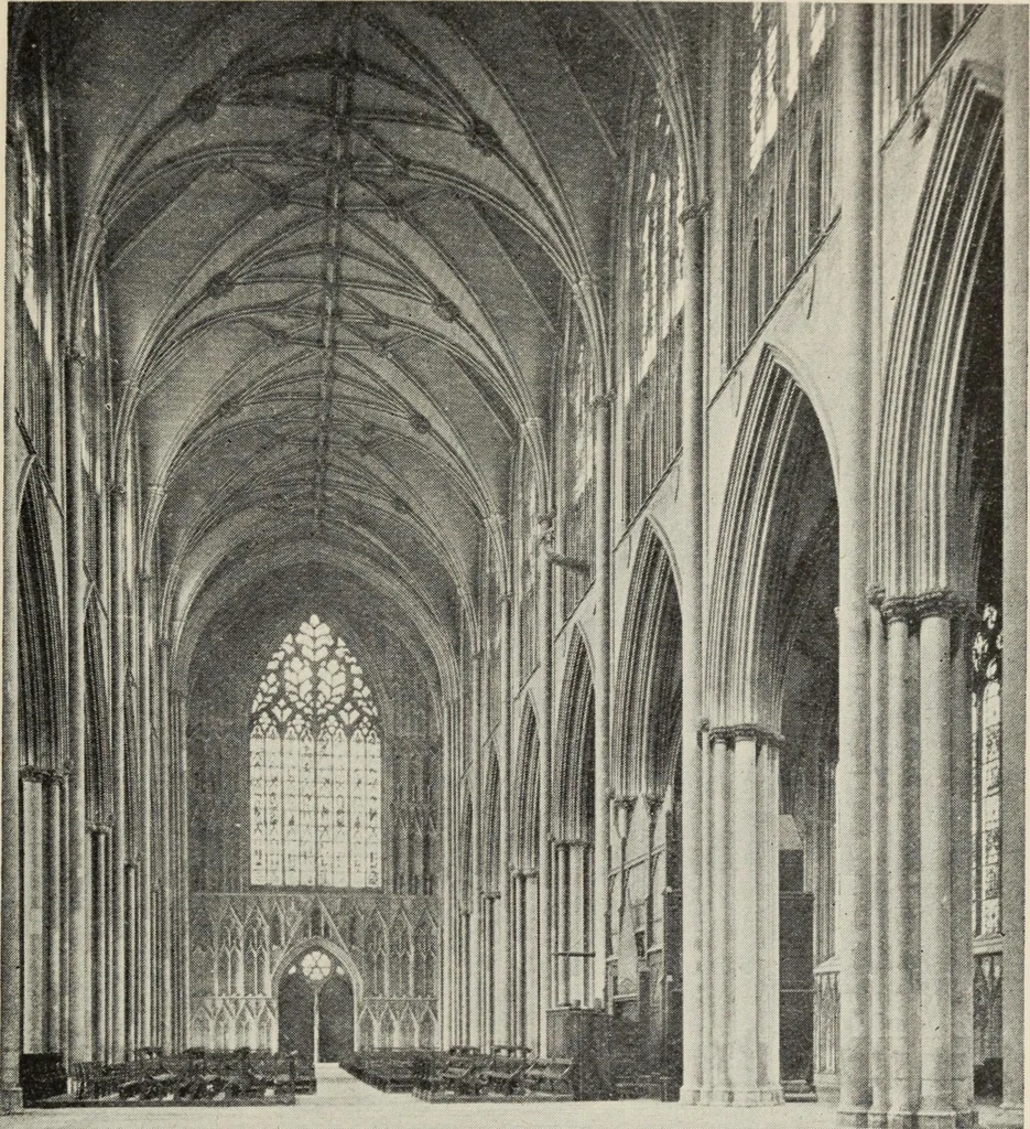 An illustration from Our English cathedrals ; their architectural beauties and characteristics, and their historical associations popularly described, together with chapters on the cathedral in mediaeval and in modern times, and in English poetry and prose; withmaps, plans, and numerous illustrations from photographs, 1911, leaf 82