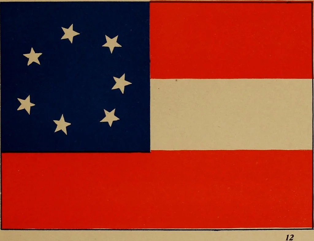 An illustration from Our flag, its history and changes from 1607 to 1910, 1910, leaf 48