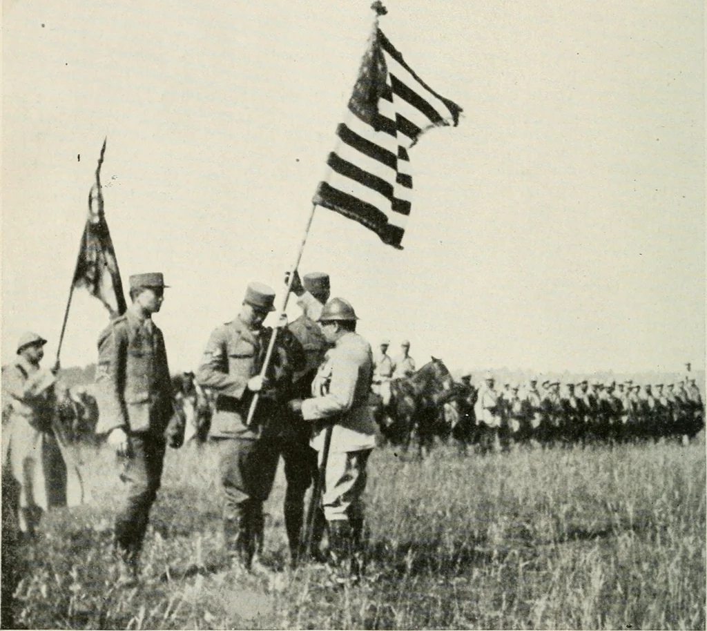 An illustration from Our flag. Origin and progress of the flag of the United States of America, with an introductory account of the symbols, standards, banners and flags of ancient and modern naitons, 1872, leaf 47
