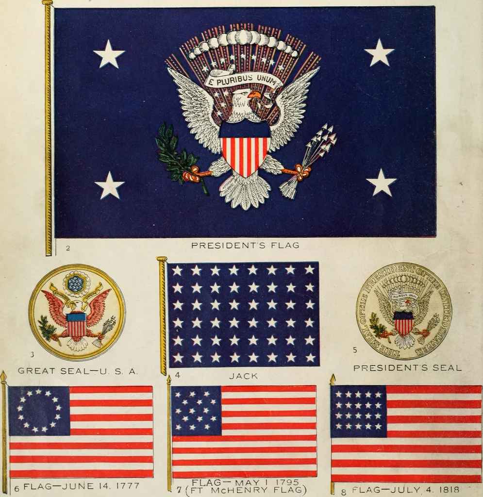 An illustration from Our flag. Origin and progress of the flag of the United States of America, with an introductory account of the symbols, standards, banners and flags of ancient and modern naitons, 1872, leaf 57