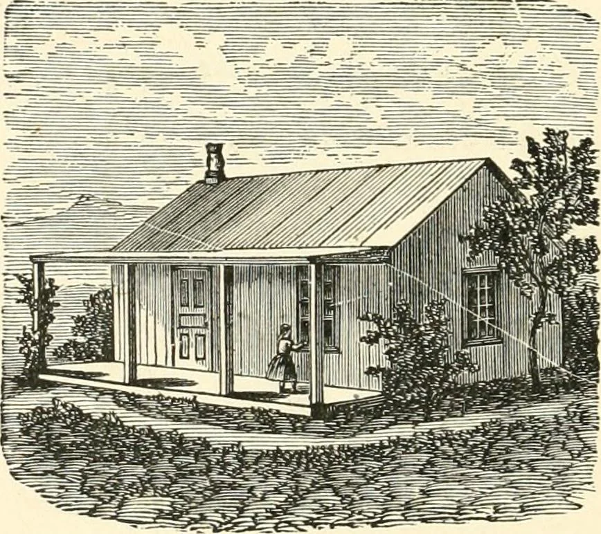 An illustration from Our homes and their adornments, or, How to build, finish, furnish and adorn a home, containing practical instructions for the building of homes, interior decoration, wood carving, scroll sawing, house painting, window hangings, screens, curtains, window gardening, incidental decorations, decorative-art needle-work, and economic landscape gardening; to which is added a household compendium of new, practical and valuable recipes, the whole being designed to make happy homes for happy people, 1883, leaf 115