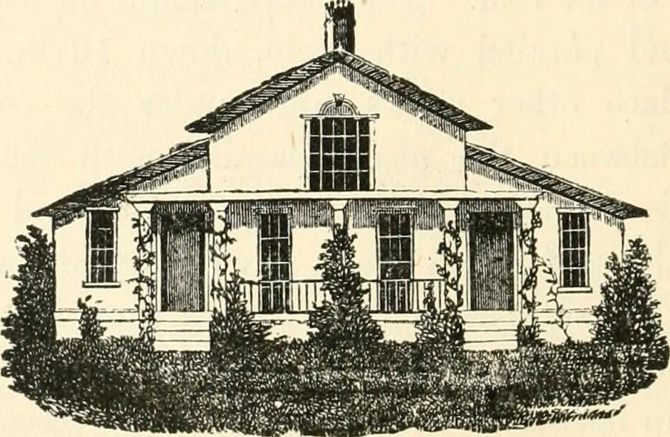 An illustration from Our homes and their adornments, or, How to build, finish, furnish and adorn a home, containing practical instructions for the building of homes, interior decoration, wood carving, scroll sawing, house painting, window hangings, screens, curtains, window gardening, incidental decorations, decorative-art needle-work, and economic landscape gardening; to which is added a household compendium of new, practical and valuable recipes, the whole being designed to make happy homes for happy people, 1883, leaf 169