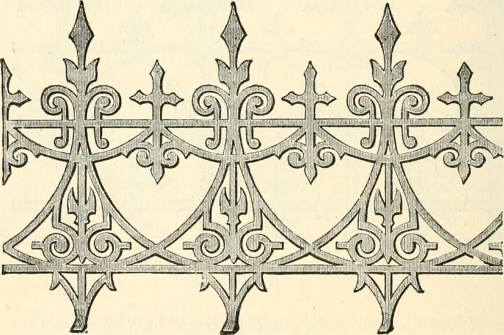 An illustration from Our homes and their adornments, or, How to build, finish, furnish and adorn a home, containing practical instructions for the building of homes, interior decoration, wood carving, scroll sawing, house painting, window hangings, screens, curtains, window gardening, incidental decorations, decorative-art needle-work, and economic landscape gardening; to which is added a household compendium of new, practical and valuable recipes, the whole being designed to make happy homes for happy people, 1883, leaf 175