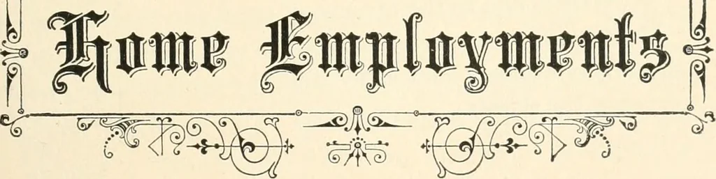 An illustration from Our homes and their adornments, or, How to build, finish, furnish and adorn a home, containing practical instructions for the building of homes, interior decoration, wood carving, scroll sawing, house painting, window hangings, screens, curtains, window gardening, incidental decorations, decorative-art needle-work, and economic landscape gardening; to which is added a household compendium of new, practical and valuable recipes, the whole being designed to make happy homes for happy people, 1883, leaf 188