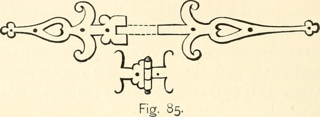 An illustration from Our homes and their adornments, or, How to build, finish, furnish and adorn a home, containing practical instructions for the building of homes, interior decoration, wood carving, scroll sawing, house painting, window hangings, screens, curtains, window gardening, incidental decorations, decorative-art needle-work, and economic landscape gardening; to which is added a household compendium of new, practical and valuable recipes, the whole being designed to make happy homes for happy people, 1883, leaf 199