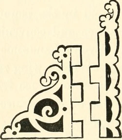 An illustration from Our homes and their adornments, or, How to build, finish, furnish and adorn a home, containing practical instructions for the building of homes, interior decoration, wood carving, scroll sawing, house painting, window hangings, screens, curtains, window gardening, incidental decorations, decorative-art needle-work, and economic landscape gardening; to which is added a household compendium of new, practical and valuable recipes, the whole being designed to make happy homes for happy people, 1883, leaf 199