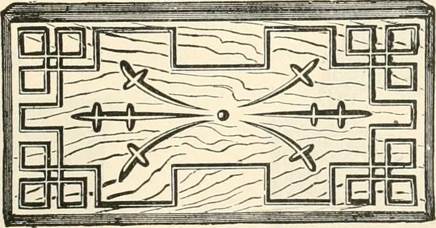 An illustration from Our homes and their adornments, or, How to build, finish, furnish and adorn a home, containing practical instructions for the building of homes, interior decoration, wood carving, scroll sawing, house painting, window hangings, screens, curtains, window gardening, incidental decorations, decorative-art needle-work, and economic landscape gardening; to which is added a household compendium of new, practical and valuable recipes, the whole being designed to make happy homes for happy people, 1883, leaf 204
