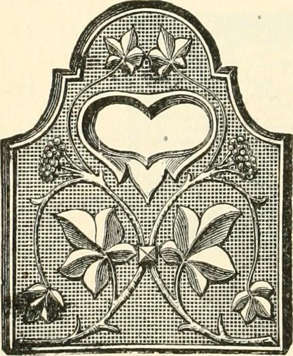 An illustration from Our homes and their adornments, or, How to build, finish, furnish and adorn a home, containing practical instructions for the building of homes, interior decoration, wood carving, scroll sawing, house painting, window hangings, screens, curtains, window gardening, incidental decorations, decorative-art needle-work, and economic landscape gardening; to which is added a household compendium of new, practical and valuable recipes, the whole being designed to make happy homes for happy people, 1883, leaf 205