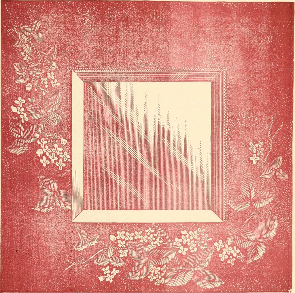 An illustration from Our homes and their adornments, or, How to build, finish, furnish and adorn a home, containing practical instructions for the building of homes, interior decoration, wood carving, scroll sawing, house painting, window hangings, screens, curtains, window gardening, incidental decorations, decorative-art needle-work, and economic landscape gardening; to which is added a household compendium of new, practical and valuable recipes, the whole being designed to make happy homes for happy people, 1883, leaf 282