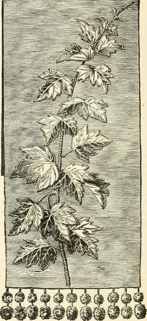 An illustration from Our homes and their adornments, or, How to build, finish, furnish and adorn a home, containing practical instructions for the building of homes, interior decoration, wood carving, scroll sawing, house painting, window hangings, screens, curtains, window gardening, incidental decorations, decorative-art needle-work, and economic landscape gardening; to which is added a household compendium of new, practical and valuable recipes, the whole being designed to make happy homes for happy people, 1883, leaf 289
