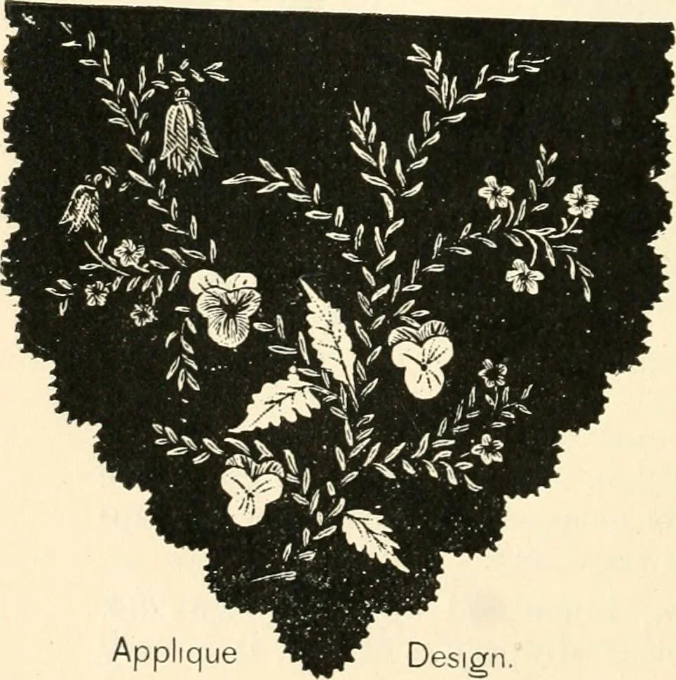 An illustration from Our homes and their adornments, or, How to build, finish, furnish and adorn a home, containing practical instructions for the building of homes, interior decoration, wood carving, scroll sawing, house painting, window hangings, screens, curtains, window gardening, incidental decorations, decorative-art needle-work, and economic landscape gardening; to which is added a household compendium of new, practical and valuable recipes, the whole being designed to make happy homes for happy people, 1883, leaf 319