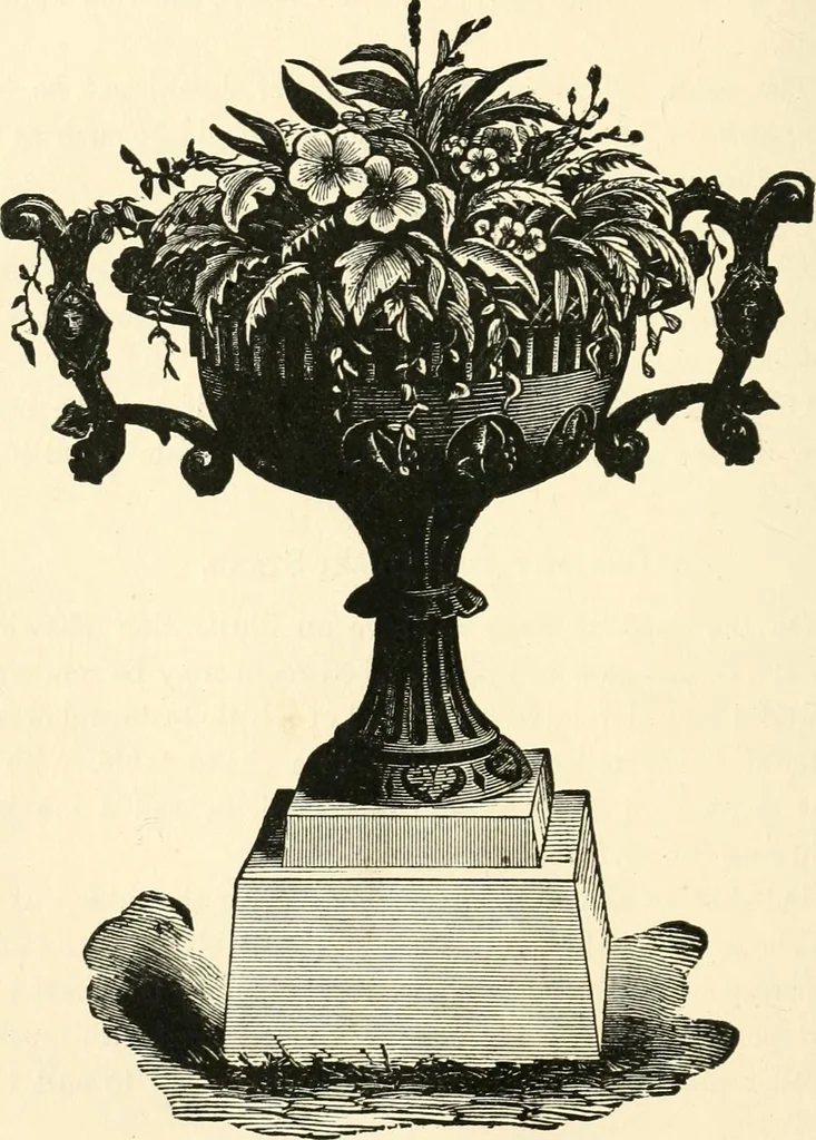An illustration from Our homes and their adornments, or, How to build, finish, furnish and adorn a home, containing practical instructions for the building of homes, interior decoration, wood carving, scroll sawing, house painting, window hangings, screens, curtains, window gardening, incidental decorations, decorative-art needle-work, and economic landscape gardening; to which is added a household compendium of new, practical and valuable recipes, the whole being designed to make happy homes for happy people, 1883, leaf 357