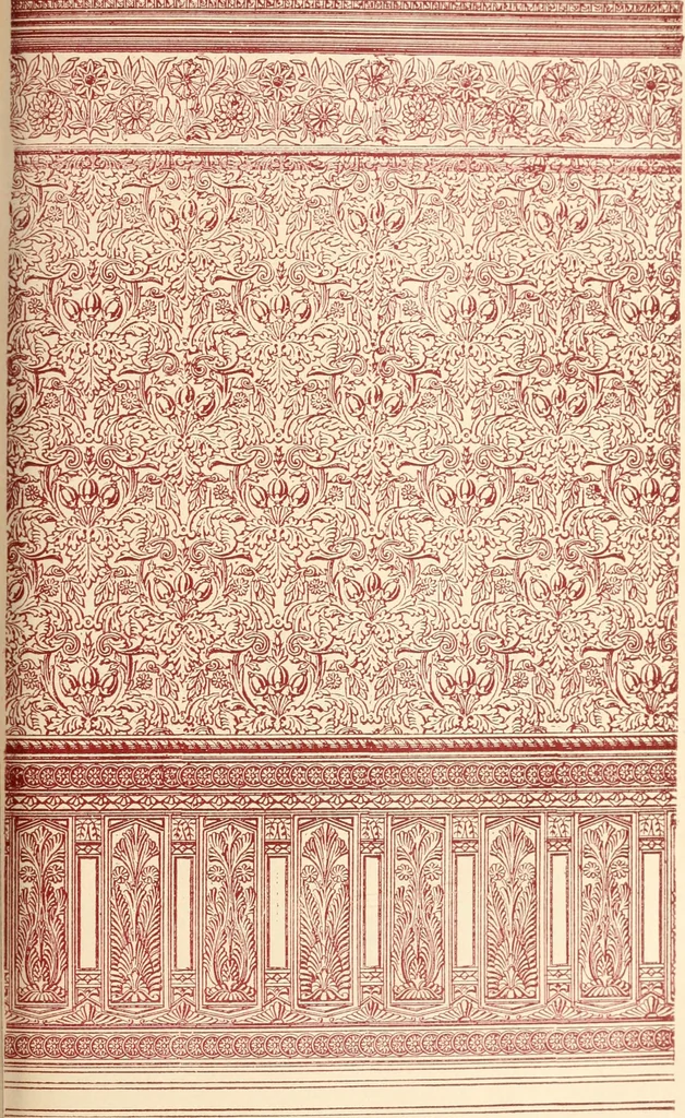 An illustration from Our homes and their adornments, or, How to build, finish, furnish and adorn a home, containing practical instructions for the building of homes, interior decoration, wood carving, scroll sawing, house painting, window hangings, screens, curtains, window gardening, incidental decorations, decorative-art needle-work, and economic landscape gardening; to which is added a household compendium of new, practical and valuable recipes, the whole being designed to make happy homes for happy people, 1883, leaf 418