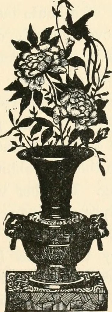 An illustration from Our homes and their adornments, or, How to build, finish, furnish and adorn a home, containing practical instructions for the building of homes, interior decoration, wood carving, scroll sawing, house painting, window hangings, screens, curtains, window gardening, incidental decorations, decorative-art needle-work, and economic landscape gardening; to which is added a household compendium of new, practical and valuable recipes, the whole being designed to make happy homes for happy people, 1883, leaf 44
