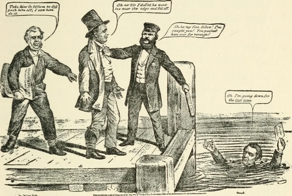 An illustration from Our political drama, conventions, campaigns, candidates, 1904, leaf 128