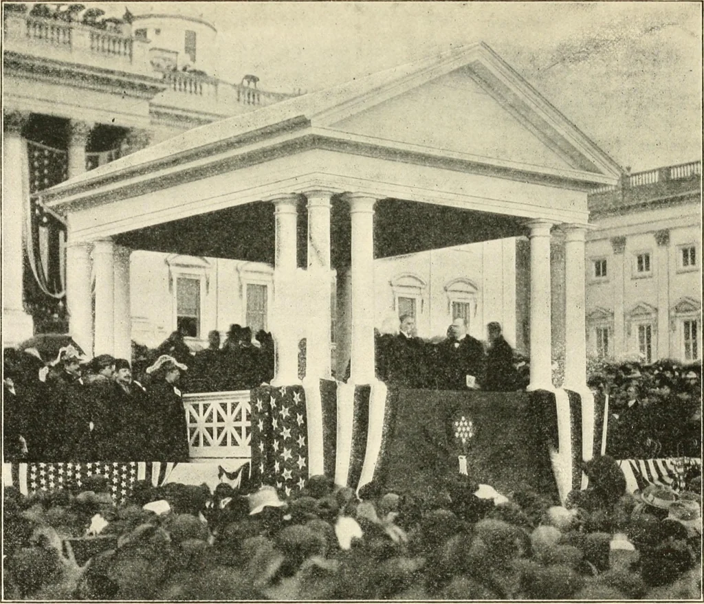 An illustration from Our political drama, conventions, campaigns, candidates, 1904, leaf 222