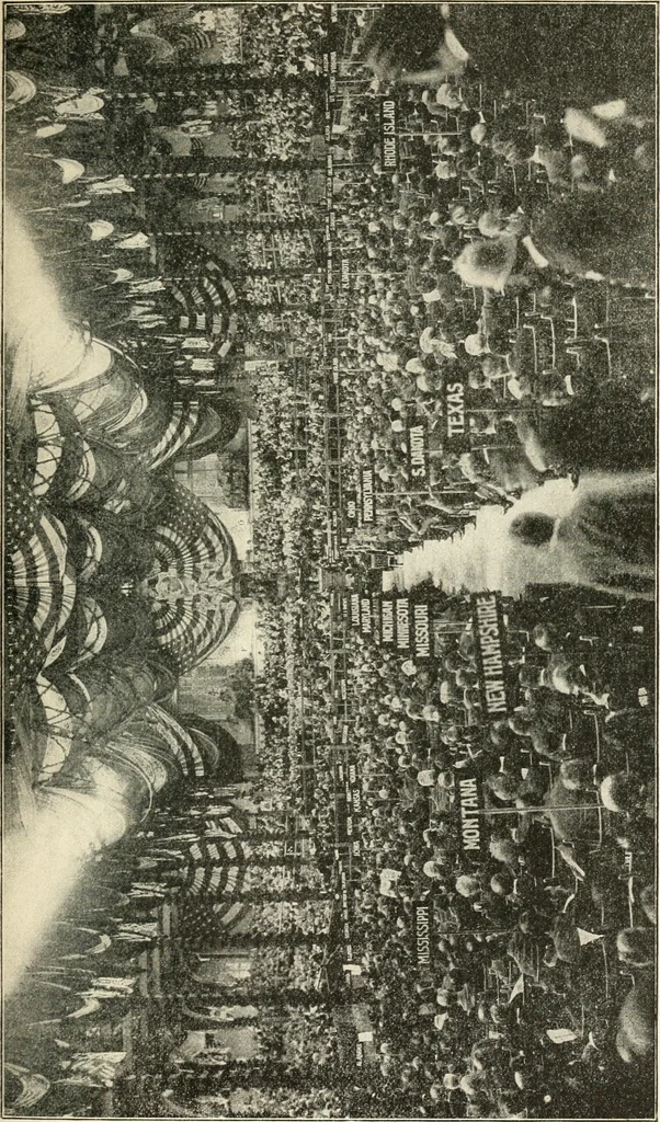 An illustration from Our political drama, conventions, campaigns, candidates, 1904, leaf 32