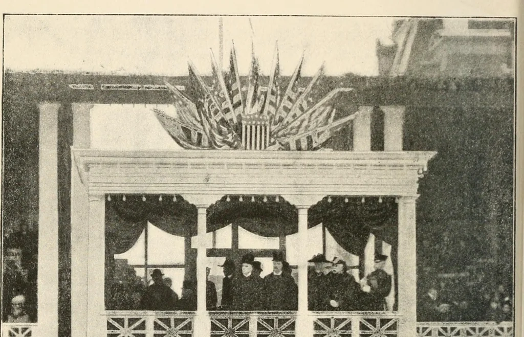 An illustration from Our political drama, conventions, campaigns, candidates, 1904, leaf 9