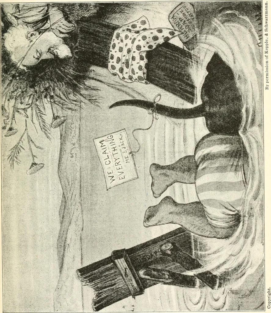 An illustration from Our political drama, conventions, campaigns, candidates, 1904, leaf 156