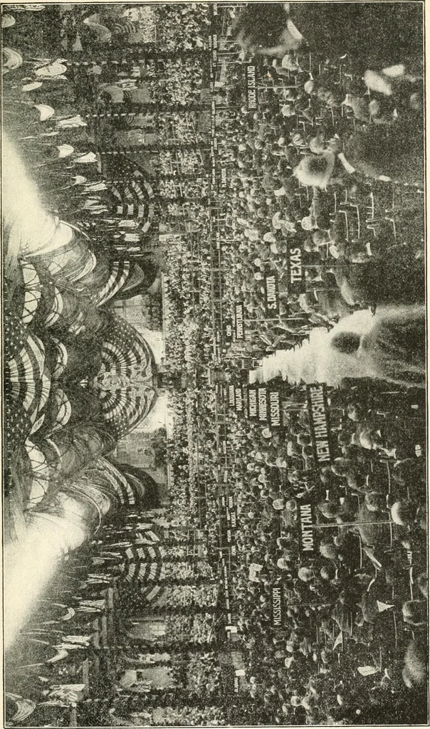 An illustration from Our political drama, conventions, campaigns, candidates, 1904, leaf 30