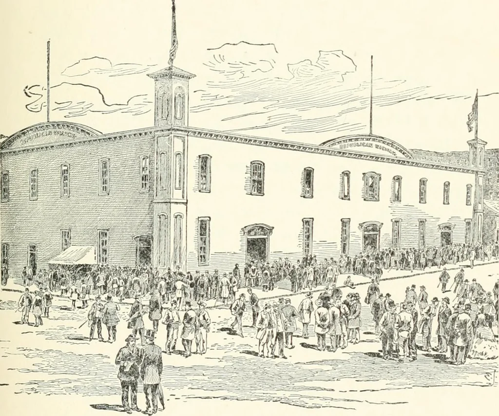 An illustration from Our political drama, conventions, campaigns, candidates, 1904, leaf 64