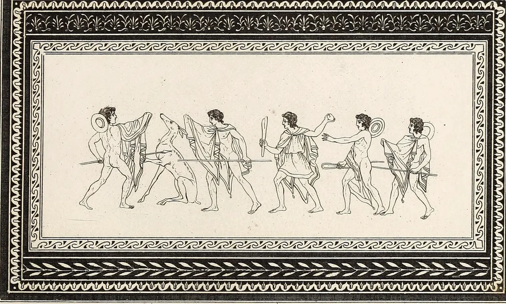 An illustration from Outlines from the figures and compositions upon the Greek, Roman, and Etruscan vases of the late Sir William Hamilton; with engraved borders, 1804, leaf 140
