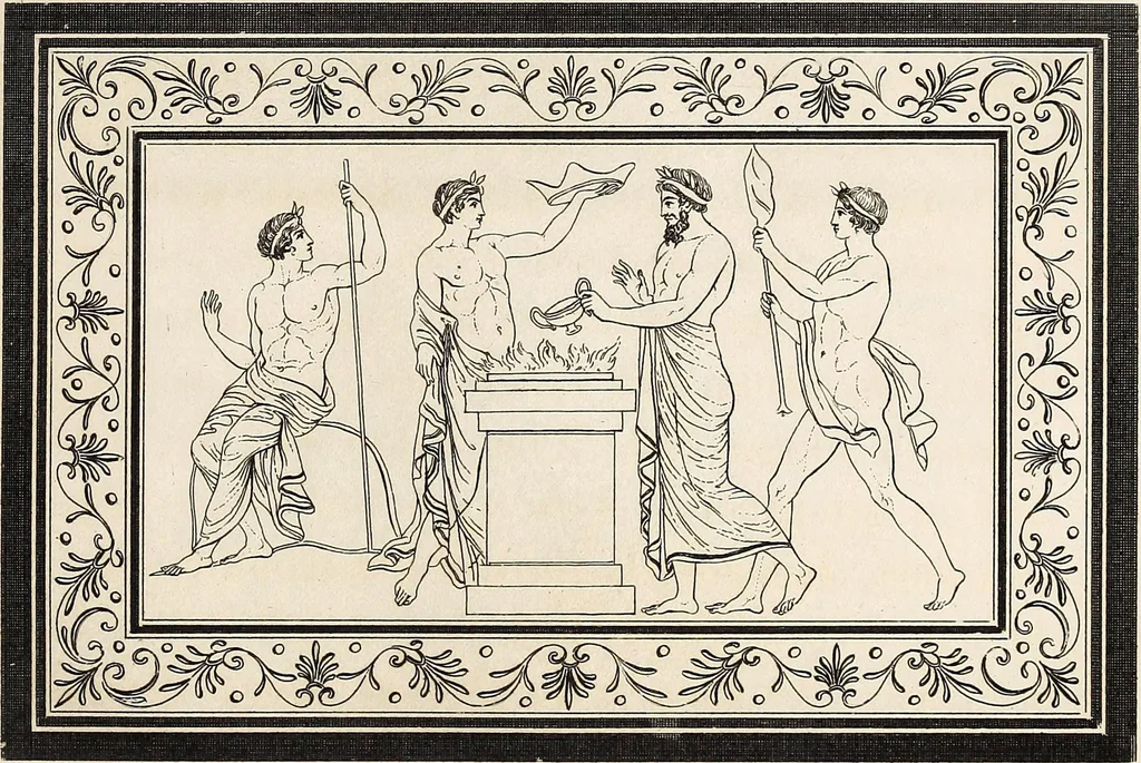 An illustration from Outlines from the figures and compositions upon the Greek, Roman, and Etruscan vases of the late Sir William Hamilton; with engraved borders, 1804, leaf 154