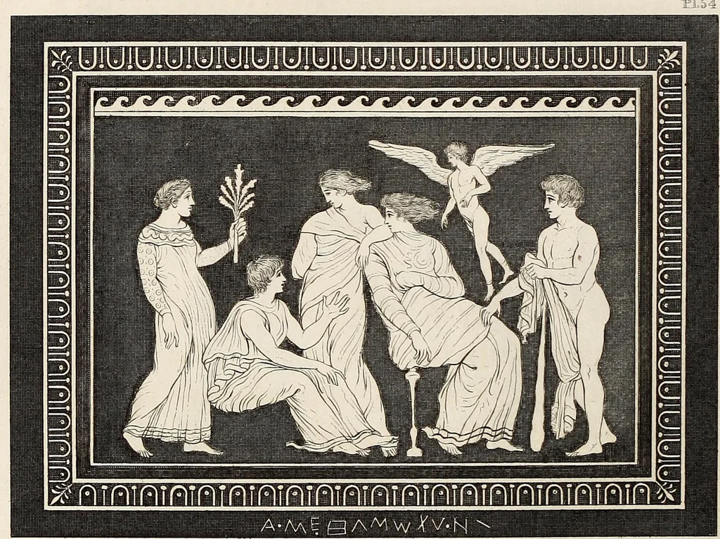 An illustration from Outlines from the figures and compositions upon the Greek, Roman, and Etruscan vases of the late Sir William Hamilton; with engraved borders, 1804, leaf 169