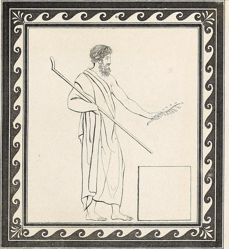 An illustration from Outlines from the figures and compositions upon the Greek, Roman, and Etruscan vases of the late Sir William Hamilton; with engraved borders, 1804, leaf 34