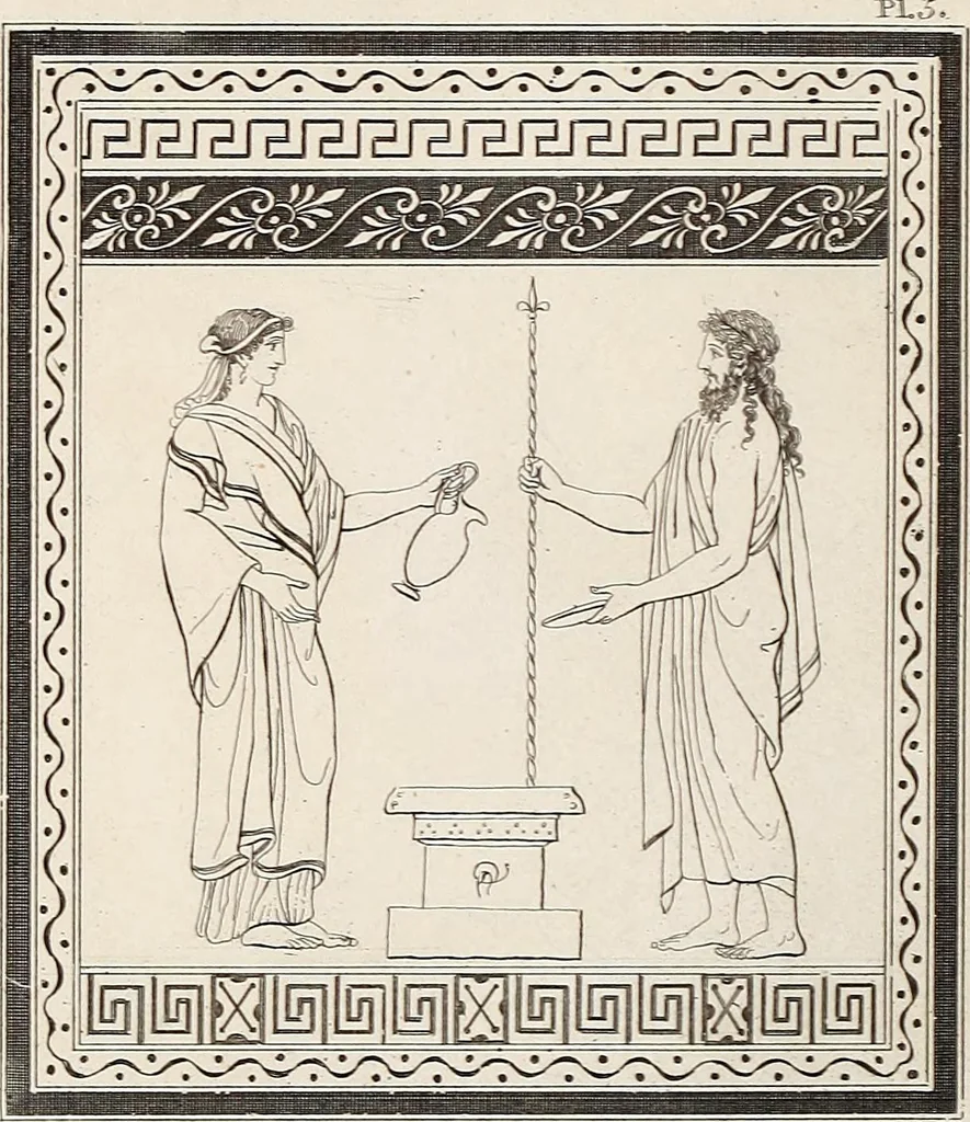 An illustration from Outlines from the figures and compositions upon the Greek, Roman, and Etruscan vases of the late Sir William Hamilton; with engraved borders, 1804, leaf 37