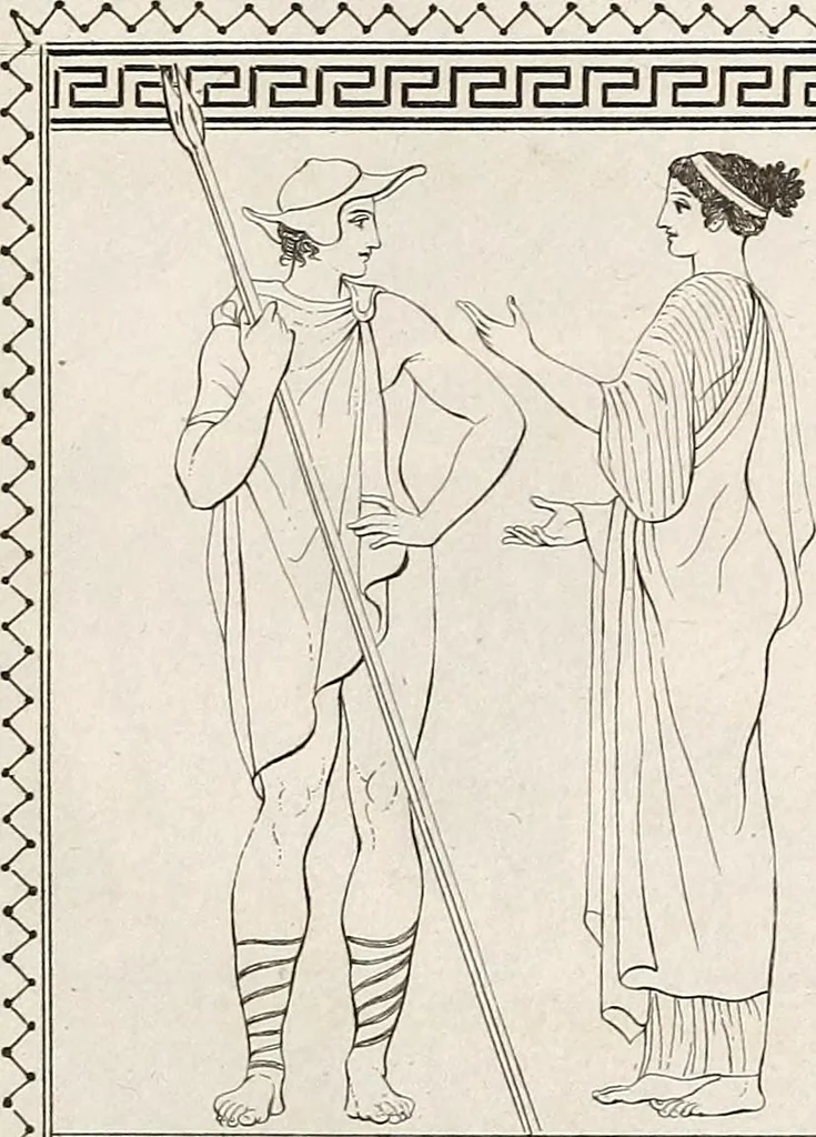 An illustration from Outlines from the figures and compositions upon the Greek, Roman, and Etruscan vases of the late Sir William Hamilton; with engraved borders, 1804, leaf 48