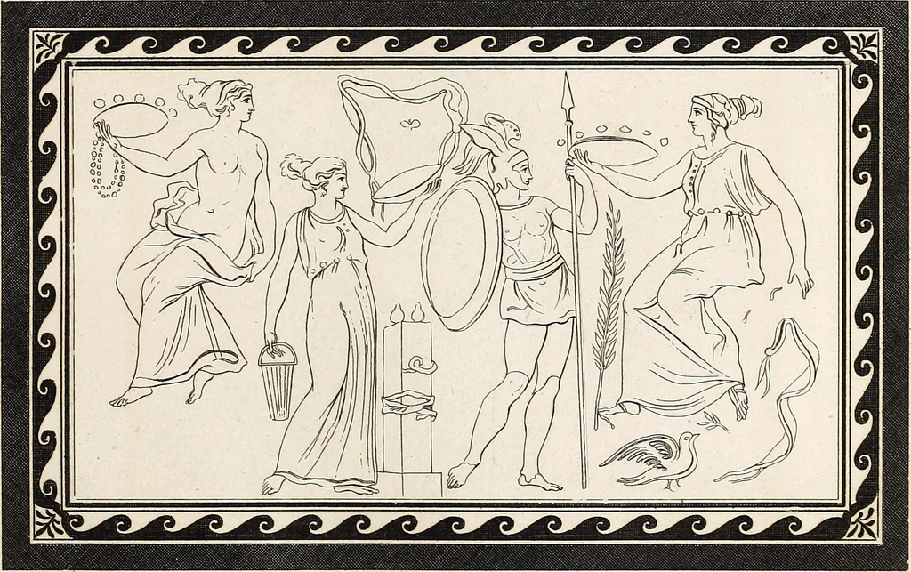 An illustration from Outlines from the figures and compositions upon the Greek, Roman, and Etruscan vases of the late Sir William Hamilton; with engraved borders, 1804, leaf 84