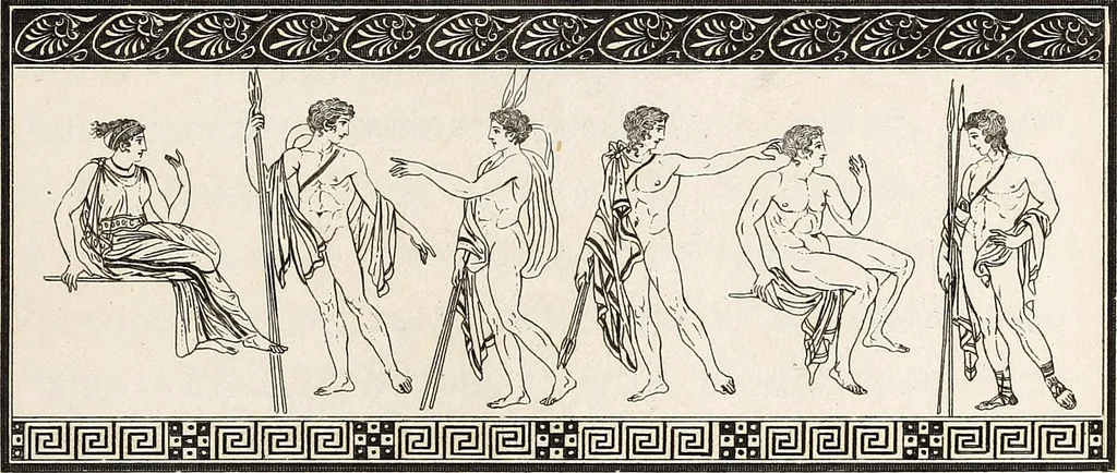 An illustration from Outlines from the figures and compositions upon the Greek, Roman, and Etruscan vases of the late Sir William Hamilton; with engraved borders, 1804, leaf 98