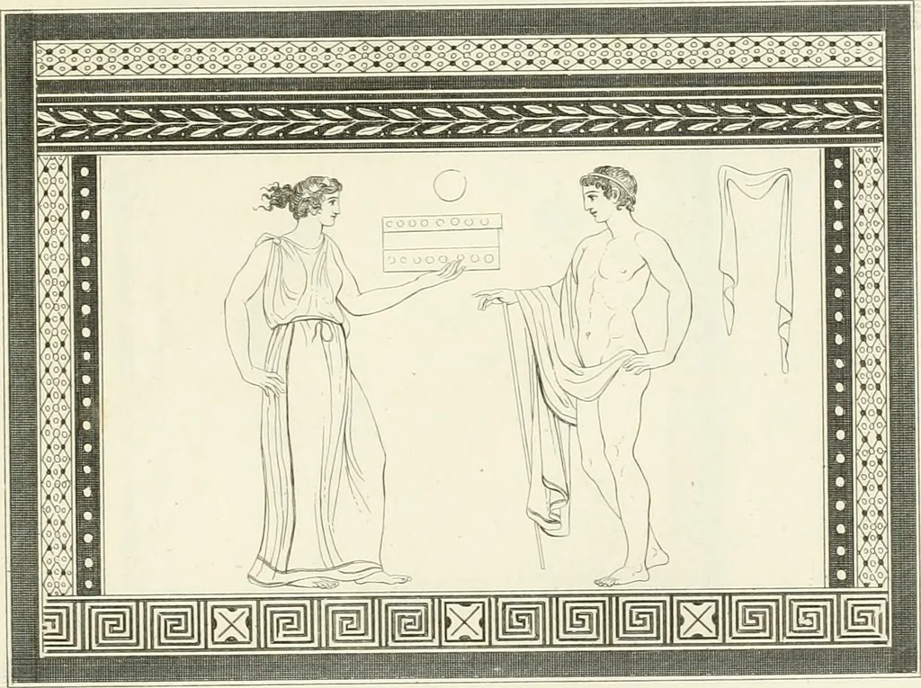 An illustration from Outlines from the figures and compositions upon the Greek, Roman, and Etruscan vases of the late Sir William Hamilton with engraved borders, 1804, leaf 106