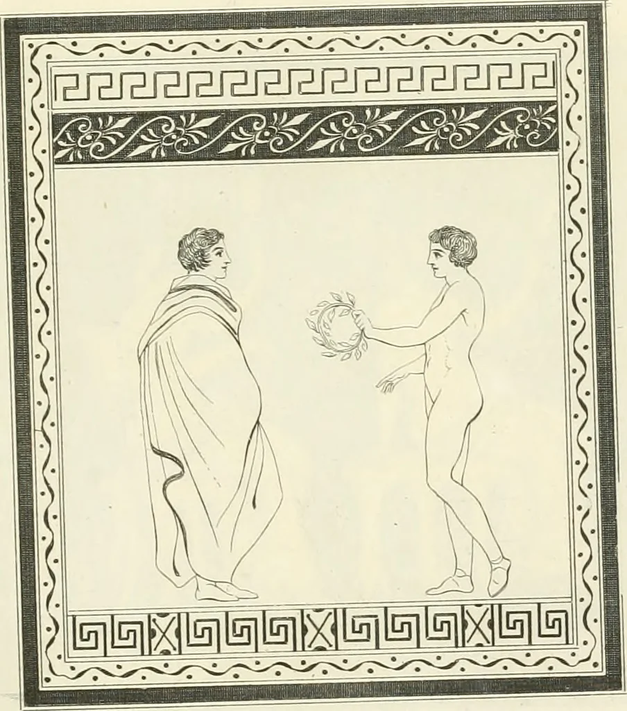 An illustration from Outlines from the figures and compositions upon the Greek, Roman, and Etruscan vases of the late Sir William Hamilton with engraved borders, 1804, leaf 108