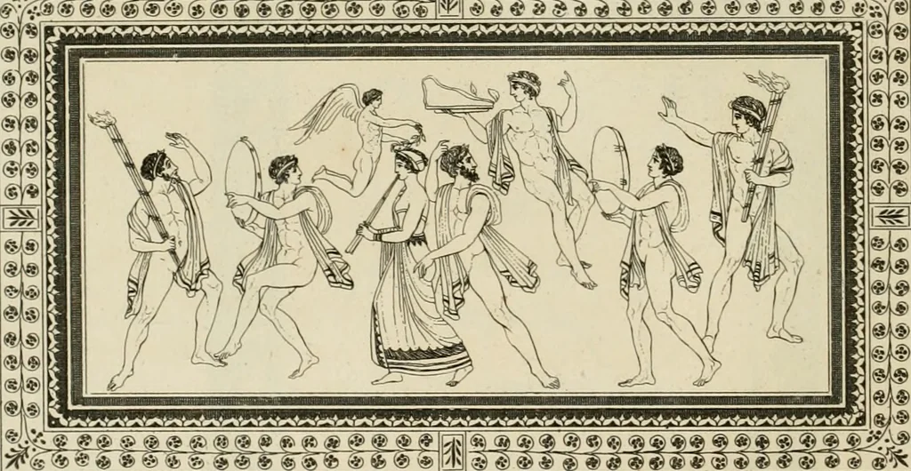 An illustration from Outlines from the figures and compositions upon the Greek, Roman, and Etruscan vases of the late Sir William Hamilton with engraved borders, 1804, leaf 117