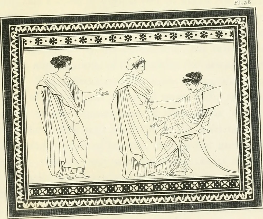 An illustration from Outlines from the figures and compositions upon the Greek, Roman, and Etruscan vases of the late Sir William Hamilton with engraved borders, 1804, leaf 122