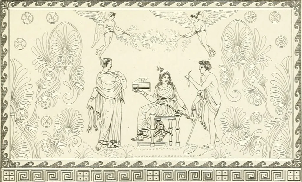 An illustration from Outlines from the figures and compositions upon the Greek, Roman, and Etruscan vases of the late Sir William Hamilton with engraved borders, 1804, leaf 126