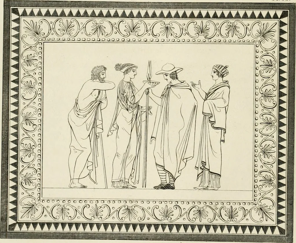 An illustration from Outlines from the figures and compositions upon the Greek, Roman, and Etruscan vases of the late Sir William Hamilton with engraved borders, 1804, leaf 139