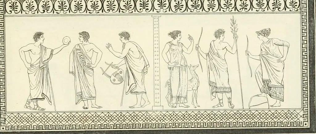 An illustration from Outlines from the figures and compositions upon the Greek, Roman, and Etruscan vases of the late Sir William Hamilton with engraved borders, 1804, leaf 142