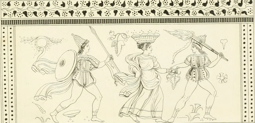An illustration from Outlines from the figures and compositions upon the Greek, Roman, and Etruscan vases of the late Sir William Hamilton with engraved borders, 1804, leaf 158