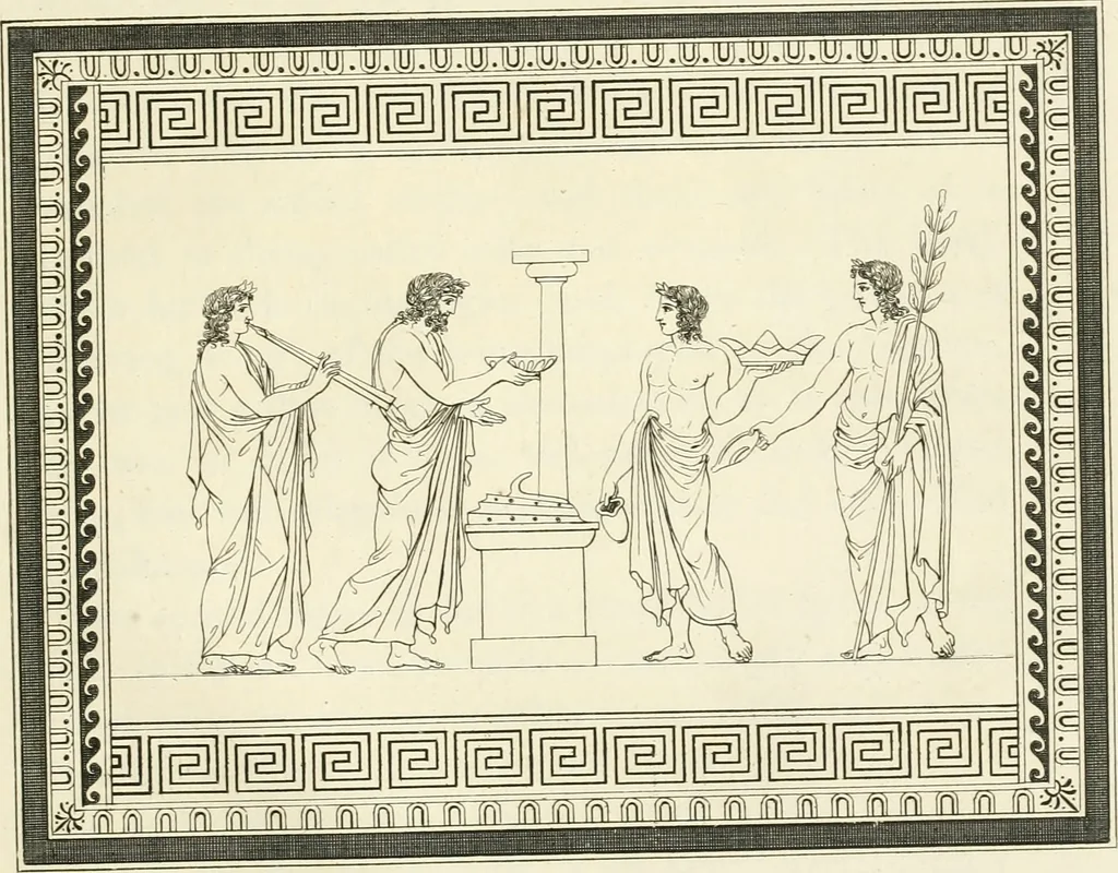An illustration from Outlines from the figures and compositions upon the Greek, Roman, and Etruscan vases of the late Sir William Hamilton with engraved borders, 1804, leaf 174