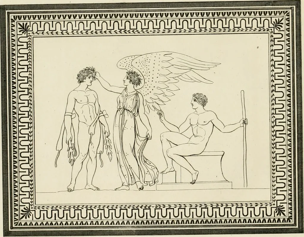 An illustration from Outlines from the figures and compositions upon the Greek, Roman, and Etruscan vases of the late Sir William Hamilton with engraved borders, 1804, leaf 185