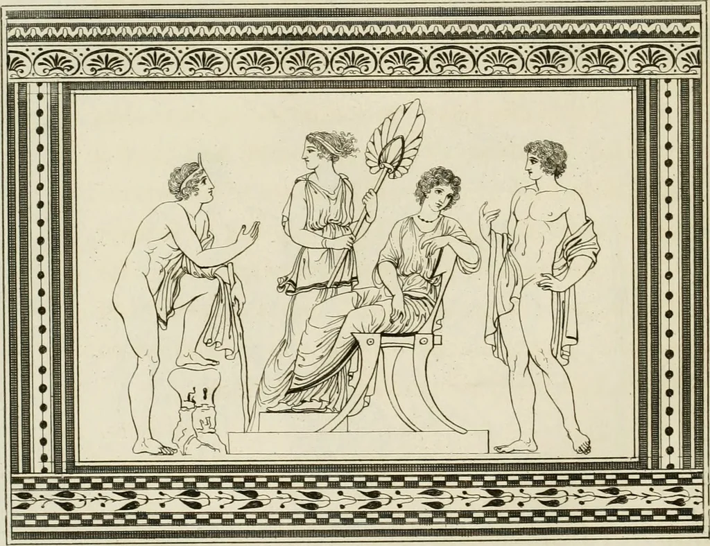 An illustration from Outlines from the figures and compositions upon the Greek, Roman, and Etruscan vases of the late Sir William Hamilton with engraved borders, 1804, leaf 187