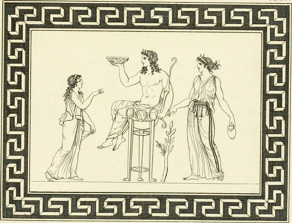 An illustration from Outlines from the figures and compositions upon the Greek, Roman, and Etruscan vases of the late Sir William Hamilton with engraved borders, 1804, leaf 190