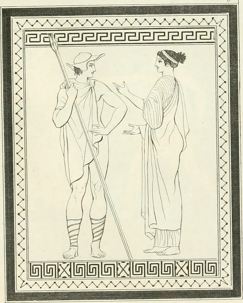 An illustration from Outlines from the figures and compositions upon the Greek, Roman, and Etruscan vases of the late Sir William Hamilton with engraved borders, 1804, leaf 50